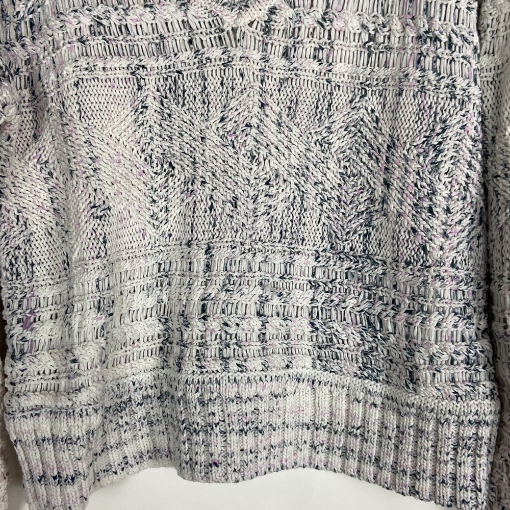 Joie Sydnee Cotton V-neck Chunky Knit Oversized Balloon Sleeve Cozy Sweater - Picture 9 of 16